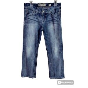 BKE Jeans Womens 30S Blue Payton Boot Cut Low Rise Western Stitch Faded Denim